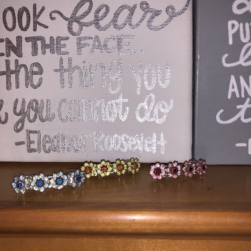 Gorgeous Colored Crystal Floral Barrettes